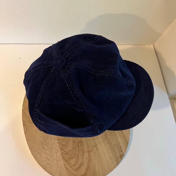 Vintage 1970s Blue 100% Cotton Corduroy Newsboy Slouchy Zipper Hat One Size - Picture 4 of 12